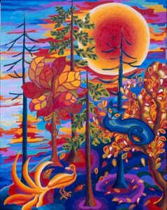 Autumn Garden, board 20x16inches