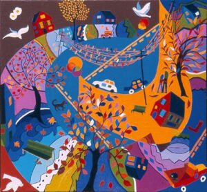 Autumn in the Street, Canvas 24x26inches