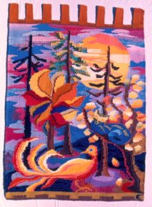 Jardin d'Automne, Laine et acryl 130x100cm